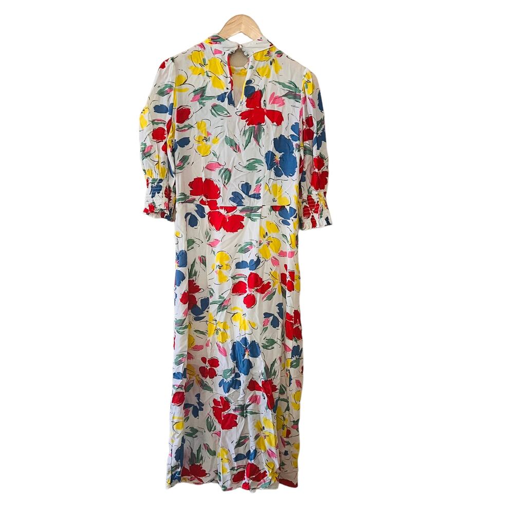 Rixo Target Abstract Floral Mock Neck Ruffle Midi Dress Size 8 Multicolored - Picture 3 of 11